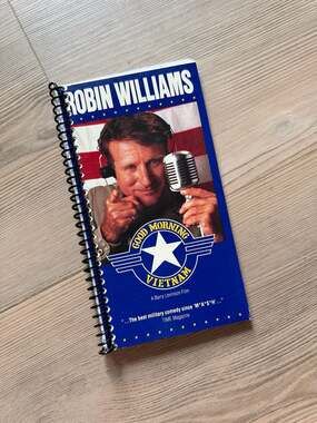 Good Morning, Vietnam Robin Williams Movie VHS Upcycled Spiral Bound Notebook
